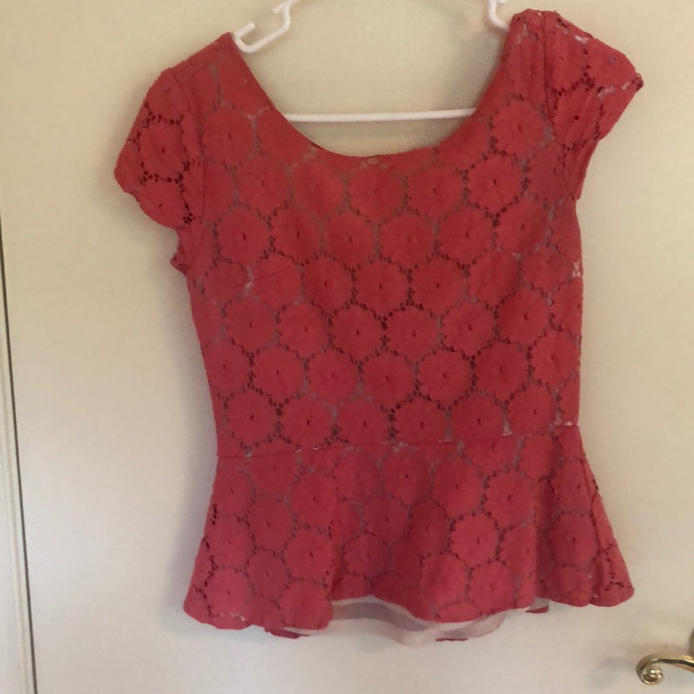 Peplum Shirt Flower Embroidered